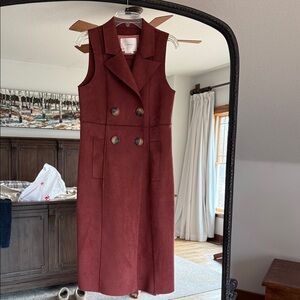 Anthropologie Sleeveless Double-Breasted faux suede vest